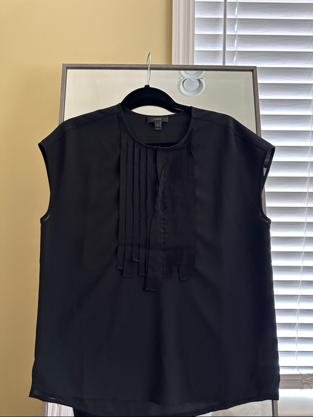 J. Crew Black Sleeveless Pintuck-Front Camisole